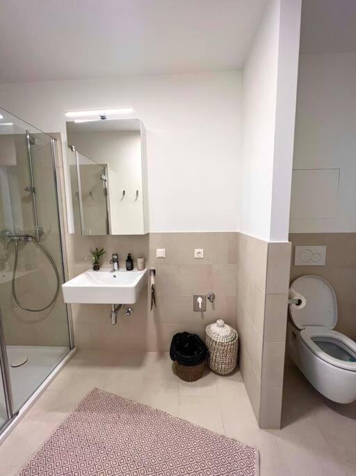 Donaublick Oasis: Stylische Wohnung Wina Bagian luar foto