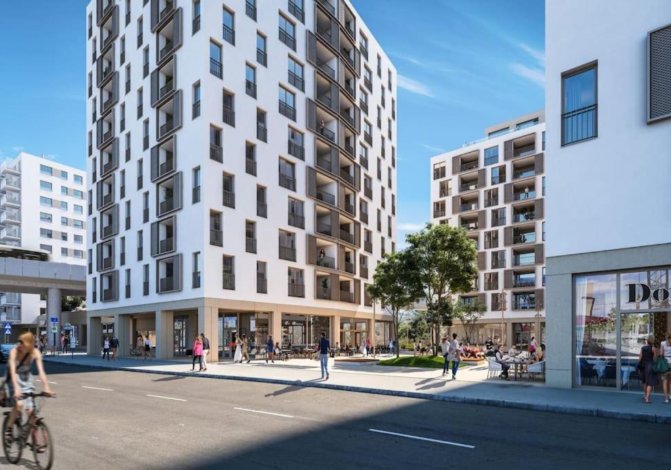 Donaublick Oasis: Stylische Wohnung Wina Bagian luar foto